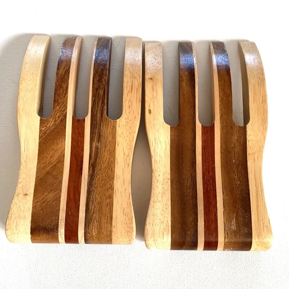 Wooden Salad Forks set, mid century dinner utensils